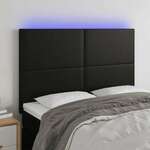 Greatstore LED posteljno vzglavje črno 144x5x118/128 cm umetno usnje