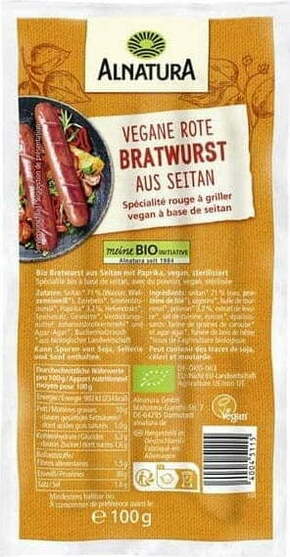 Alnatura Bio rdeči bratwurst iz seitana - 100 g