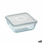 NEW Kvadratna Posoda za Malico s Pokrovom Pyrex Cook&amp;freeze 850 ml 14 x 14 cm Prozorno Steklo Silikon (6 kosov)