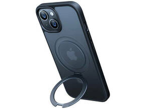 Torras Torras UPRO Ostand Matte etui za iPhone 15 (črna) - Vrhunska Zaščita s Magnetnim Obročkom