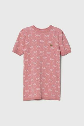 Otroška obleka Pinko Up roza barva - roza. Otroški obleka iz kolekcije Pinko Up. Model izdelan iz vzorčaste pletenine. Model iz mehke in na otip prijetne tkanine.