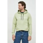 Bombažen pulover Calvin Klein moška, zelena barva, s kapuco - zelena. Mikica s kapuco iz kolekcije Calvin Klein. Model izdelan iz pletenine s potiskom.