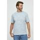 Bombažna kratka majica Armani Exchange moški - modra. Kratka majica iz kolekcije Armani Exchange, izdelana iz vzorčaste pletenine. Model iz izjemno udobne bombažne tkanine.