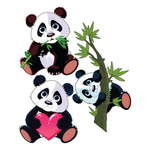 Komplet 3 stenskih nalepk Ambiance Panda
