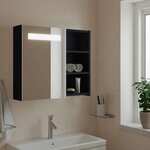 vidaXL Kopalniška omarica z ogledalom z LED lučko siva 60x13x52 cm