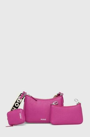 Torbica HUGO roza barva - roza. Majhna torbica iz kolekcije HUGO. Model na zapenjanje