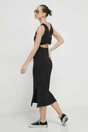 Obleka Roxy črna barva - črna. Obleka iz kolekcije Roxy. Model izdelan iz enobarvne pletenine. Zelo elastičen material zagotavlja popolno svobodo gibanja.