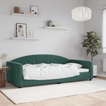 vidaXL Raztegljiva postelja temno zelena 100x200 cm žamet