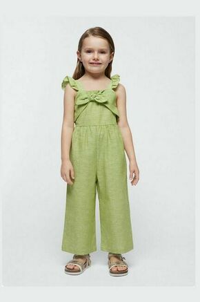 Otroška platnena obleka Mayoral zelena barva - zelena. Otroške kombinezon iz kolekcije Mayoral