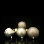 Eurolamp Božični okraski sive plastične kroglice, 8 cm, komplet 6 kosov