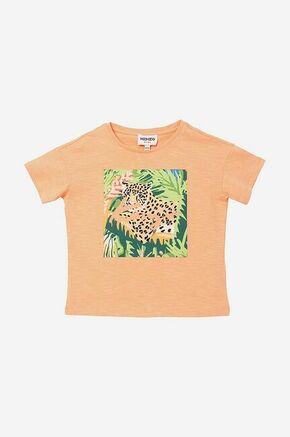 Otroška bombažna kratka majica Kenzo Kids Short Sleeves Tee-Shirt oranžna barva - oranžna. Otroška kratka majica iz kolekcije Kenzo Kids. Model izdelan iz tanke