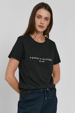 Bombažen t-shirt Tommy Hilfiger črna barva - črna. Kratka majica iz kolekcije Tommy Hilfiger. Model izdelan iz tanke