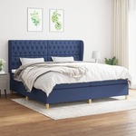 Box spring postelja z vzmetnico modra 200x200 cm blago - vidaXL - modra - 96,53 - 200 x 200 cm - vidaXL