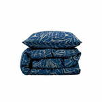 Modra enojna posteljnina iz damasta 140x200 cm Abstract leaves – Södahl