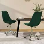 vidaXL Vrtljiv jedilni stol 2 kosa temno zeleno blago