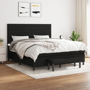 Box spring postelja z vzmetnico črna 180x200 cm blago - vidaXL - črna - 13