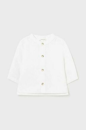 Lanena srajca za dojenčka Mayoral Newborn bela barva - bela. Za dojenčka srajca iz kolekcije Mayoral Newborn. Model izdelan iz enobarvne tkanine.