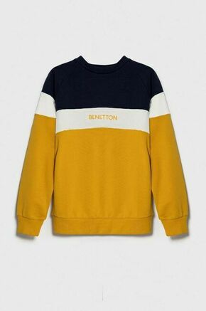 Otroški pulover United Colors of Benetton rumena barva - rumena. Otroški pulover iz kolekcije United Colors of Benetton. Model izdelan iz elastične pletenine. Izjemno udobna tkanina z visoko vsebnostjo bombaža.