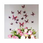 Komplet 18 rožnatih 3D nalepk Ambiance Butterflies
