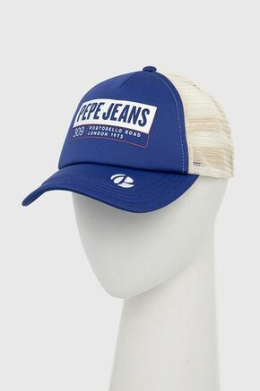 Kapa Pepe Jeans Telmo - mornarsko modra. Kapa s šiltom vrste baseball iz kolekcije Pepe Jeans. Model izdelan iz tkanine s potiskom.