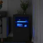 vidaXL Stranska omarica z LED lučkami črn inženirski les