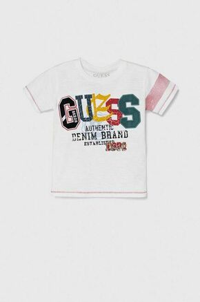 Otroška bombažna kratka majica Guess bela barva - bela. Otroške kratka majica iz kolekcije Guess