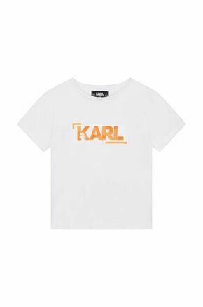 Otroška bombažna kratka majica Karl Lagerfeld bela barva - bela. Otroške kratka majica iz kolekcije Karl Lagerfeld. Model izdelan iz tanke