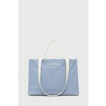 Torbica Twinset - modra. Velika torbica iz kolekcije Twinset. Model na zapenjanje, izdelan iz tekstilnega materiala.