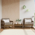 Vidaxl Vrtni stol z blazinami 2 kosa medeno rjav trdna borovina