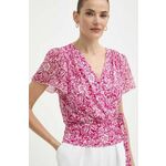 Majica Morgan DRICHIE ženska, roza barva, DRICHIE - roza. Majica iz kolekcije Morgan izdelana iz vzorčastega materiala. Zaradi vsebnosti poliestra je tkanina bolj odporna na gubanje.