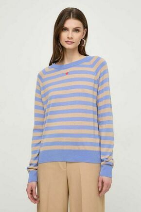 Volnen pulover MAX&amp;Co. ženski - modra. Pulover iz kolekcije MAX&amp;Co. Model izdelan iz vzorčastega materiala. Zaradi svoje visoke termoregulacijske sposobnosti vam volna pomaga ohranjati toploto
