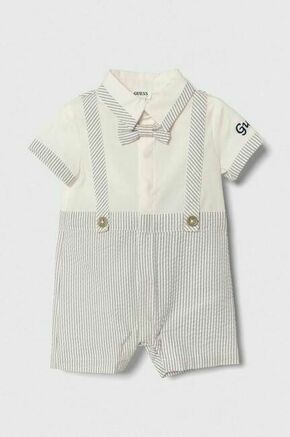 Otroški pajac Guess - siva. Pajac za dojenčka iz kolekcije Guess. Model izdelan iz vzorčaste tkanine.