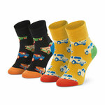 Set 2 parov otroških visokih nogavic Happy Socks KCAR19-9300 Pisana