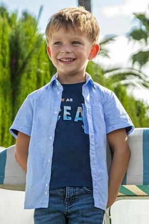 Otroška bombažna srajca Mayoral - modra. Otroška srajca iz kolekcije Mayoral. Model izdelan iz vzorčastega materiala.