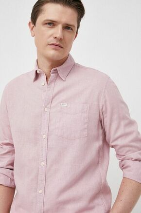 Lanena srajca Pepe Jeans roza barva - roza. Srajca iz kolekcije Pepe Jeans. Model izdelan iz enobarvne tkanine. Ima klasičen