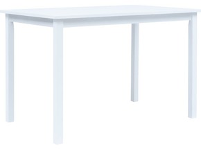 VIDAXL Jedilna miza bela 114x71x75 cm trden les kavčukovca