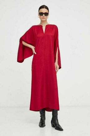 Obleka By Malene Birger rdeča barva - rdeča. Obleka iz kolekcije By Malene Birger. Model izdelan iz enobarvnega materiala. Model je izdelan iz tkanine s platnenim prepletom