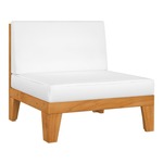 VIDAXL Sekcijski sredinski kavč in kremno bele blazine akacijev les