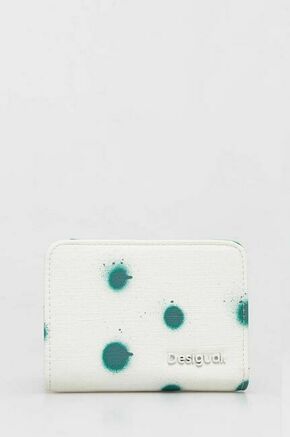 Denarnica Desigual bela barva - bela. Mala denarnica iz kolekcije Desigual. Model izdelan iz tekstilnega materiala.