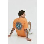 Bombažna kratka majica Quiksilver moški, oranžna barva - oranžna. Kratka majica iz kolekcije Quiksilver, izdelana iz tanke, elastične pletenine. Model iz mehke in na otip prijetne tkanine.