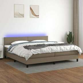 VidaXL Box spring postelja z vzmetnico LED taupe 200x200 cm blago