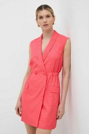 Obleka Twinset roza barva - roza. Obleka iz kolekcije Twinset. Model izdelan iz vzorčastega materiala. Model iz izjemno udobne in zračne tkanine je idealen za toplejše letne čase.
