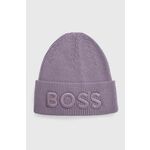 Kapa s primesjo volne BOSS ORANGE vijolična barva - vijolična. Kapa iz kolekcije Boss Orange. Model izdelan iz debele pletenine.