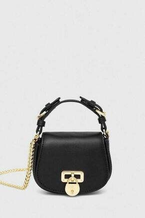 Usnjena torbica Lauren Ralph Lauren črna barva - črna. Majhna torbica iz kolekcije Lauren Ralph Lauren. Model na zapenjanje