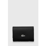 Denarnica Lacoste ženski, črna barva - črna. Srednje velika denarnica iz kolekcije Lacoste. Model izdelan iz ekološkega usnja. Lahek in udoben model, idealen za vsakodnevno nošenje.