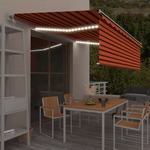 vidaXL Avtomatska tenda s senčilom LED + senzor 5x3 m oranžna in rjava
