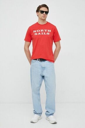 Bombažna kratka majica North Sails rdeča barva - rdeča. Lahkotna kratka majica iz kolekcije North Sails. Model izdelan iz tanke