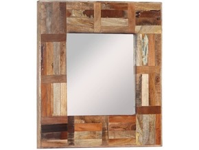 VIDAXL Stensko ogledalo iz predelanega lesa 50x50 cm