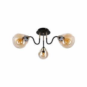 Stropna svetilka s steklenim senčnikom v črni in zlati barvi Unica - Candellux Lighting