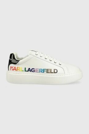 Superge Karl Lagerfeld Maxi Kup bela barva - bela. Superge iz kolekcije Karl Lagerfeld. Model izdelan kombinacije naravnega usnja in sintetičnega materiala.